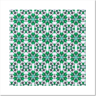 Green Heart Flowers pattern Posters and Art